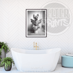 Yorkie On The Toilet Wall Art Print – Funny Dog Home Decor