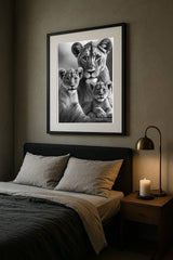 Majestic Lioness and Cubs Wall Art – Heartwarming Safari Wildlife Print
