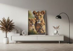 Majestic Lioness and Cubs Wall Art – Heartwarming Safari Wildlife Print