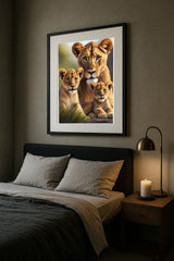 Majestic Lioness and Cubs Wall Art – Heartwarming Safari Wildlife Print