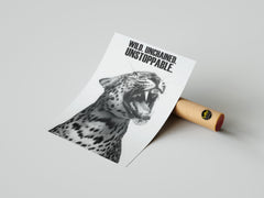 Unstoppable Wall Art Print – Leopard Roar with Bold Motivational Typography