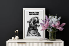 Unstoppable Wall Art Print – Leopard Roar with Bold Motivational Typography