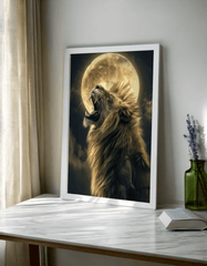 Lunar Roar – Moonlit Lion Wall Art Print