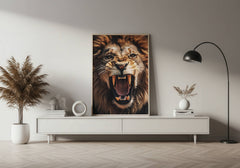 Roaring Lion Wall Art – Fierce Jungle King Animal Print
