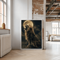 Lunar Roar – Moonlit Lion Wall Art Print