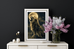 Lunar Roar – Moonlit Lion Wall Art Print