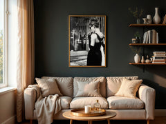 Audrey Hepburn Breakfast at Tiffany’s Wall Art | Timeless Black and White Glamour Print