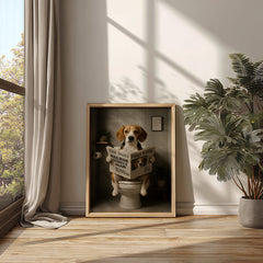 Beagle On The Toilet | Funny Dog Bathroom Wall Art Print