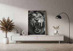 Roaring Lion Wall Art – Fierce Jungle King Animal Print