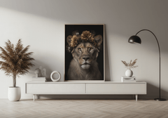 Wild Grace – Floral Crowned Lioness Wall Art