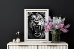Roaring Lion Wall Art – Fierce Jungle King Animal Print