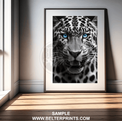 Blue|Eyed Leopard Wall Art – Fierce Jungle Cat Poster Print