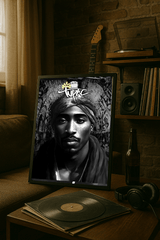 THUG ROYALTY | Tupac Wall Art | Black|and|White Crown Portrait Print
