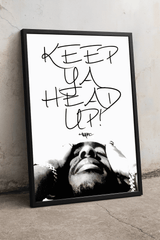 HEAD HIGH | Tupac Wall Art | Inspirational Black|and|White Hip|Hop Quote Print