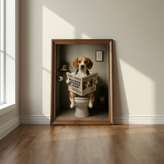 Beagle On The Toilet | Funny Dog Bathroom Wall Art Print