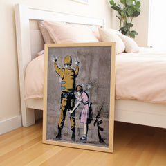 Banksy-style soldier and girl graffiti wall art print