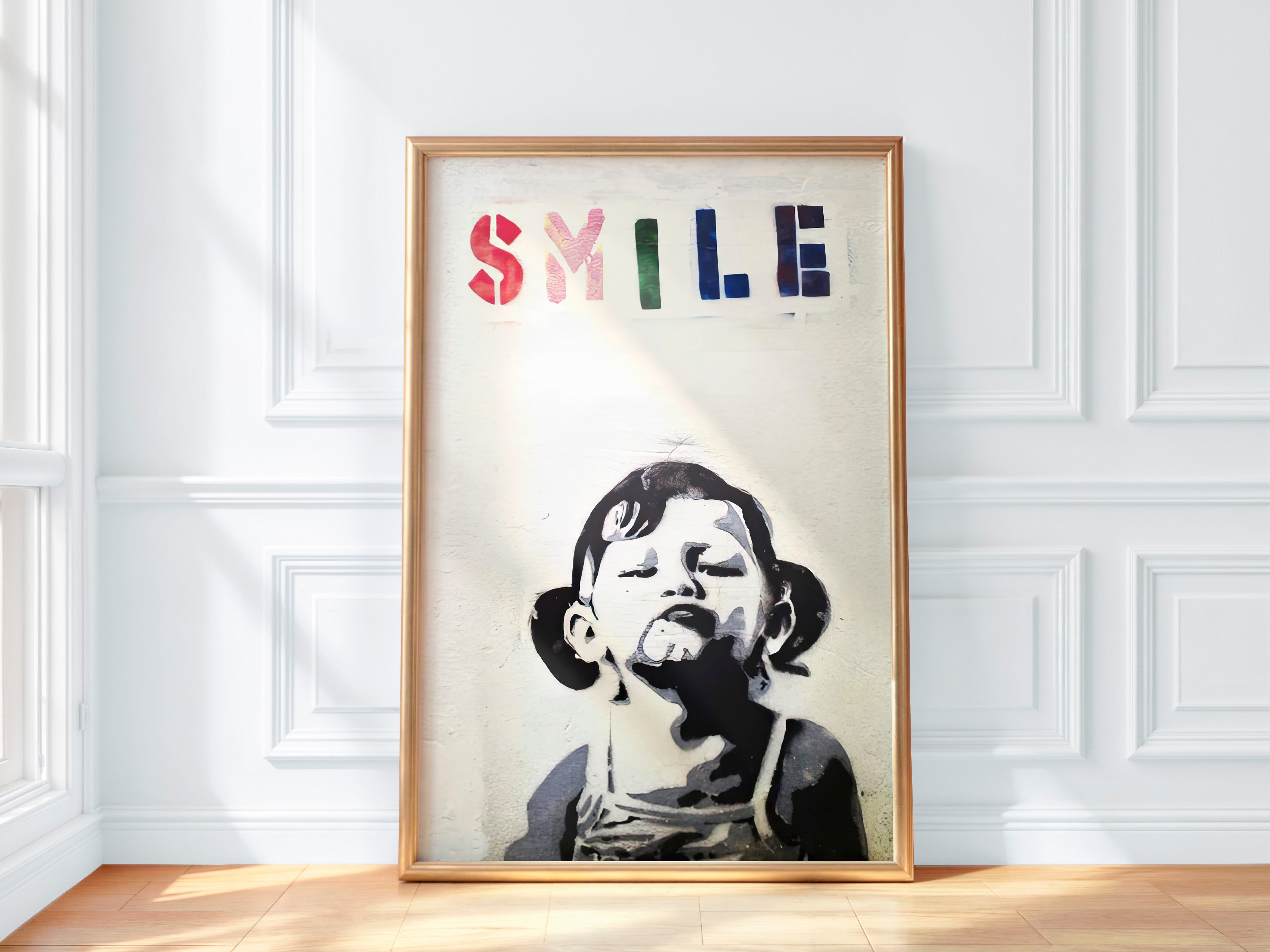 Bold witty Banksy-inspired street art print