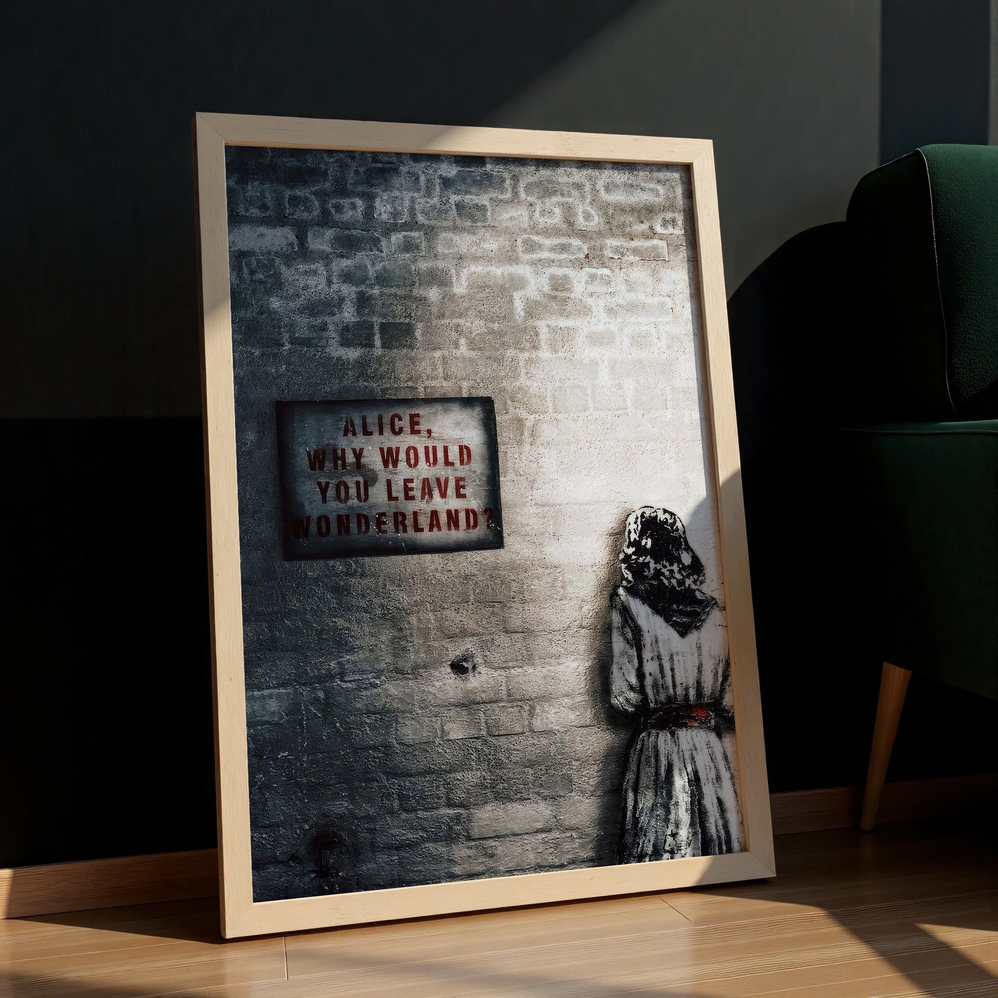 Graffiti Alice leaving Wonderland street art print