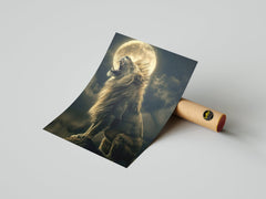 Lunar Roar – Moonlit Lion Wall Art Print