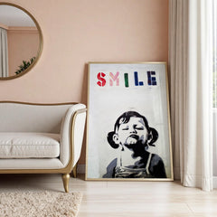 Playful rebellious smile graffiti wall art print