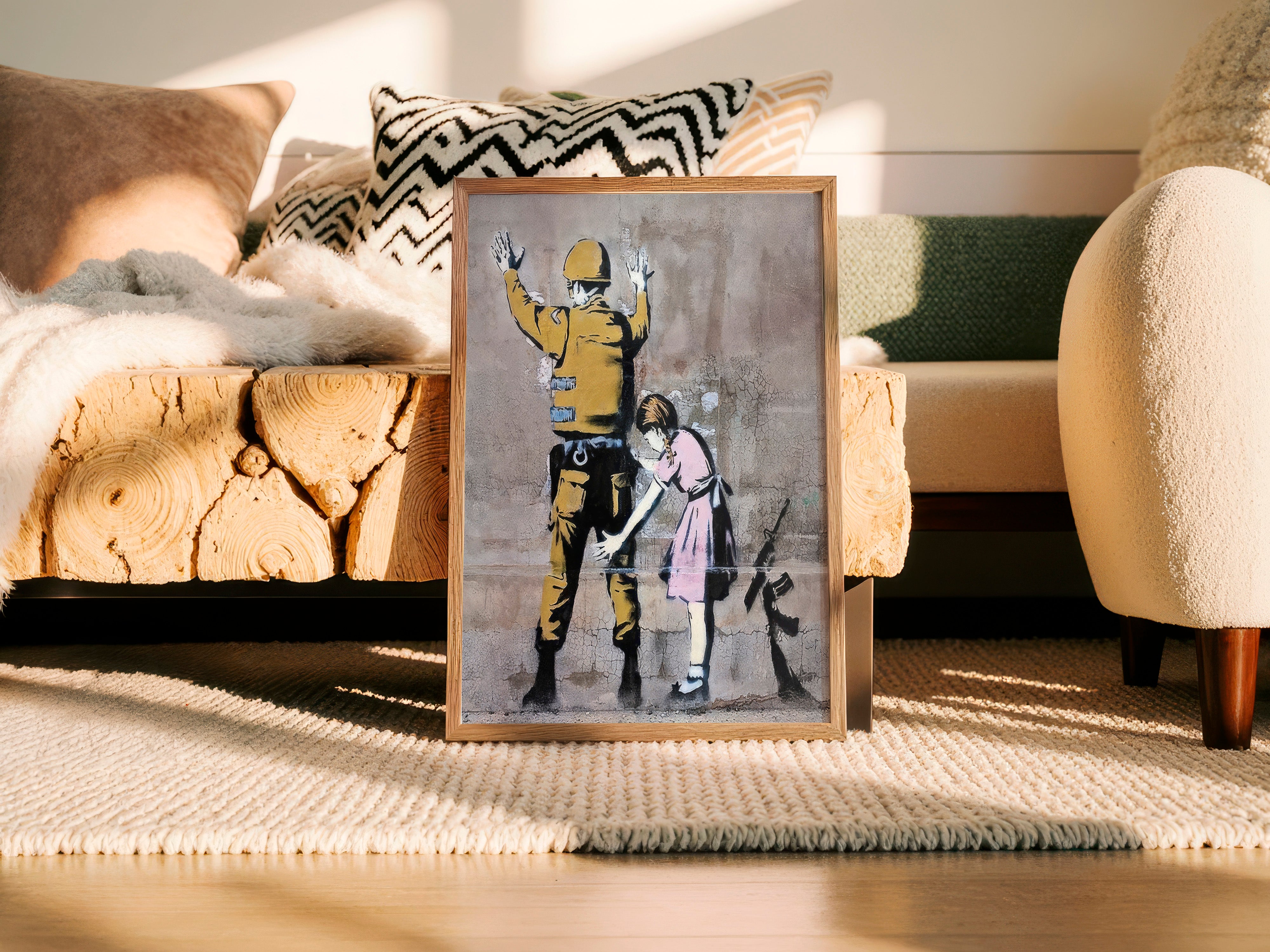 Satirical political Banksy-inspired wall art print