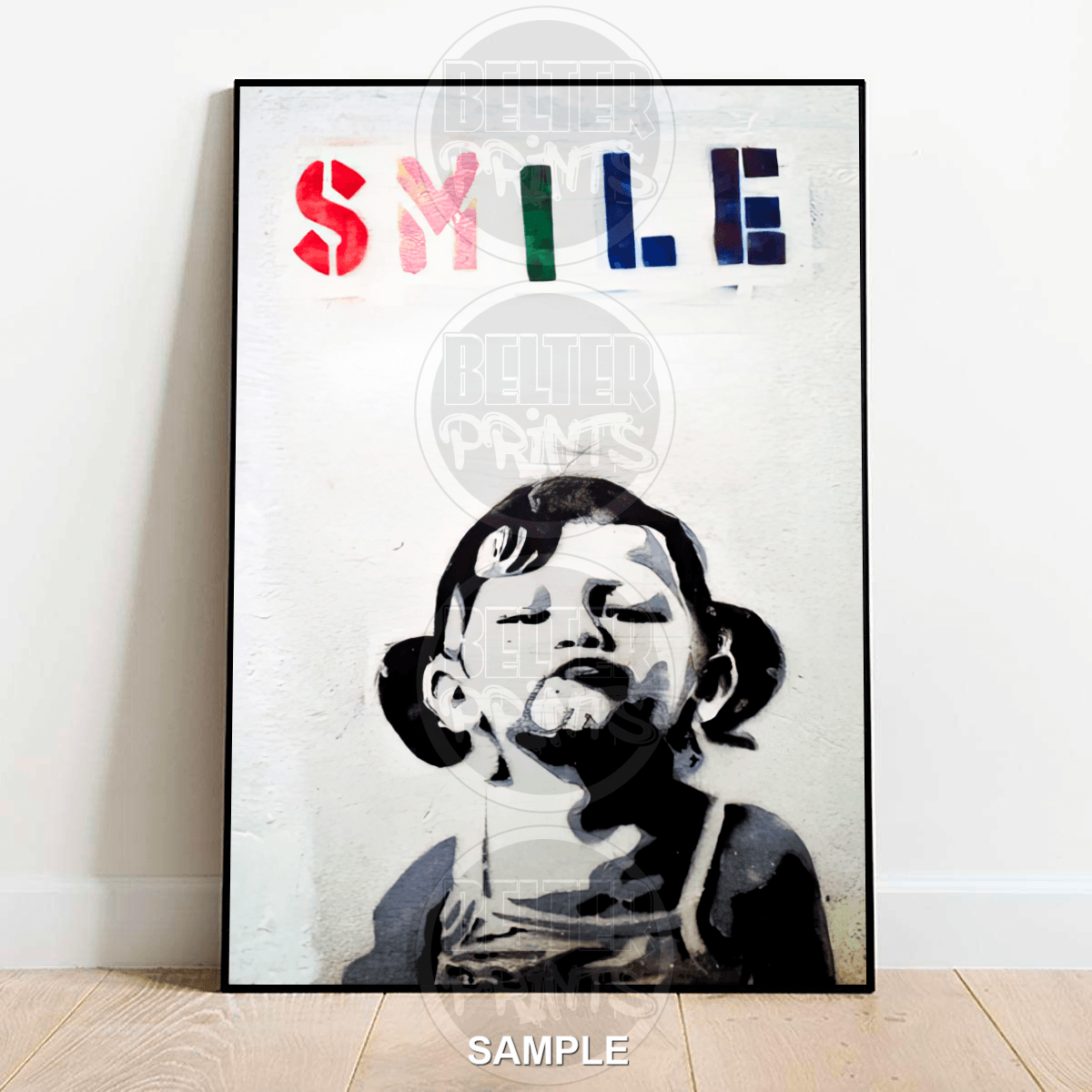 Smile Banksy-inspired wall art print