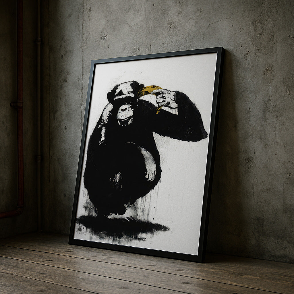 Zooicide street art monkey holding banana wall poster