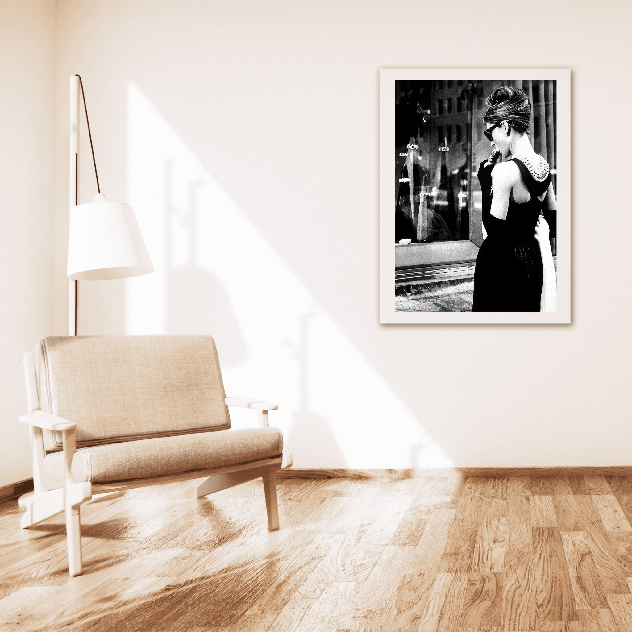 Audrey Hepburn Breakfast at Tiffany’s Wall Art | Timeless Black and White Glamour Print - Print