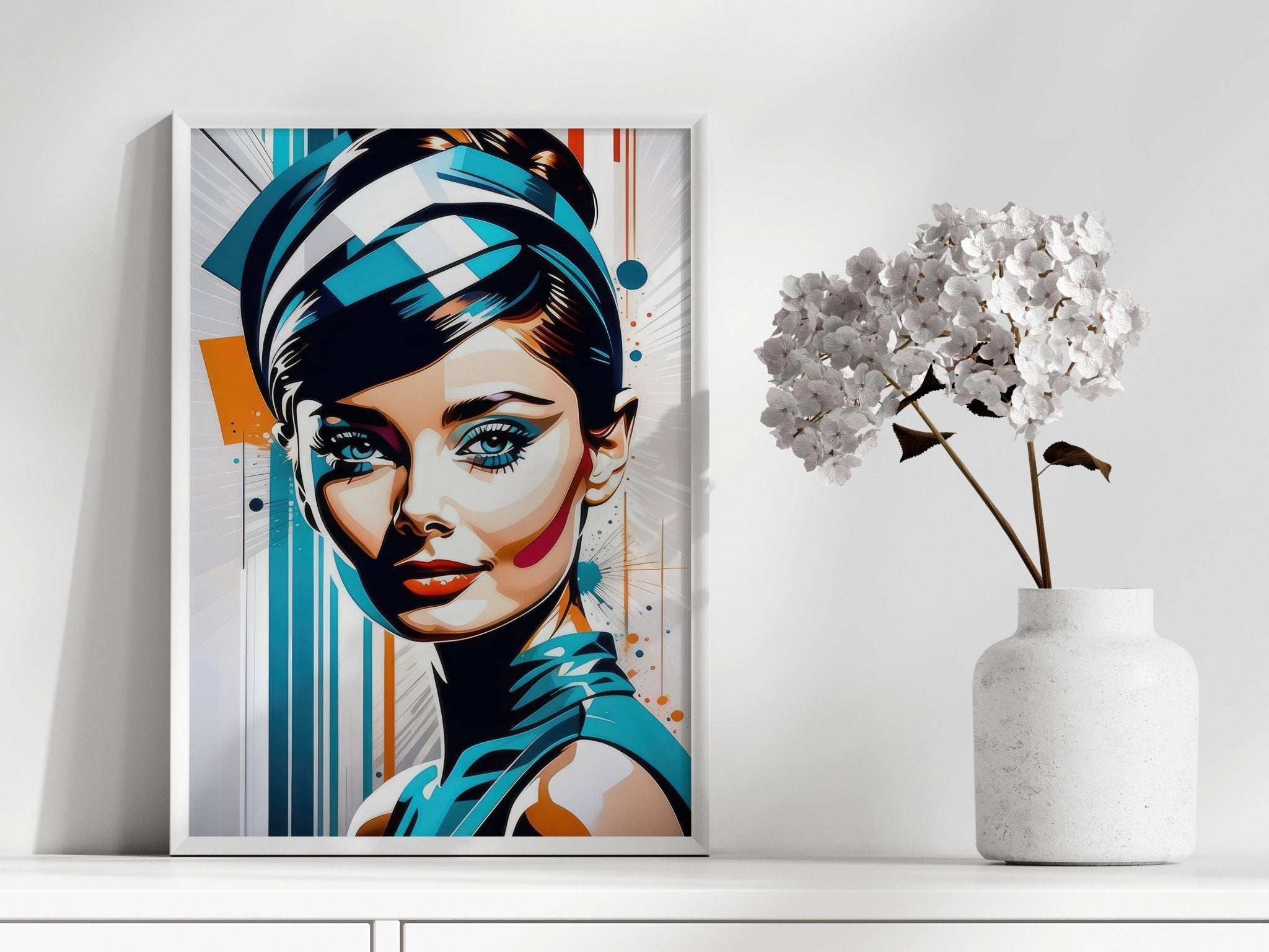Audrey Hepburn Futuristic Pop Art | Bold Glam Wall Art Print - Print