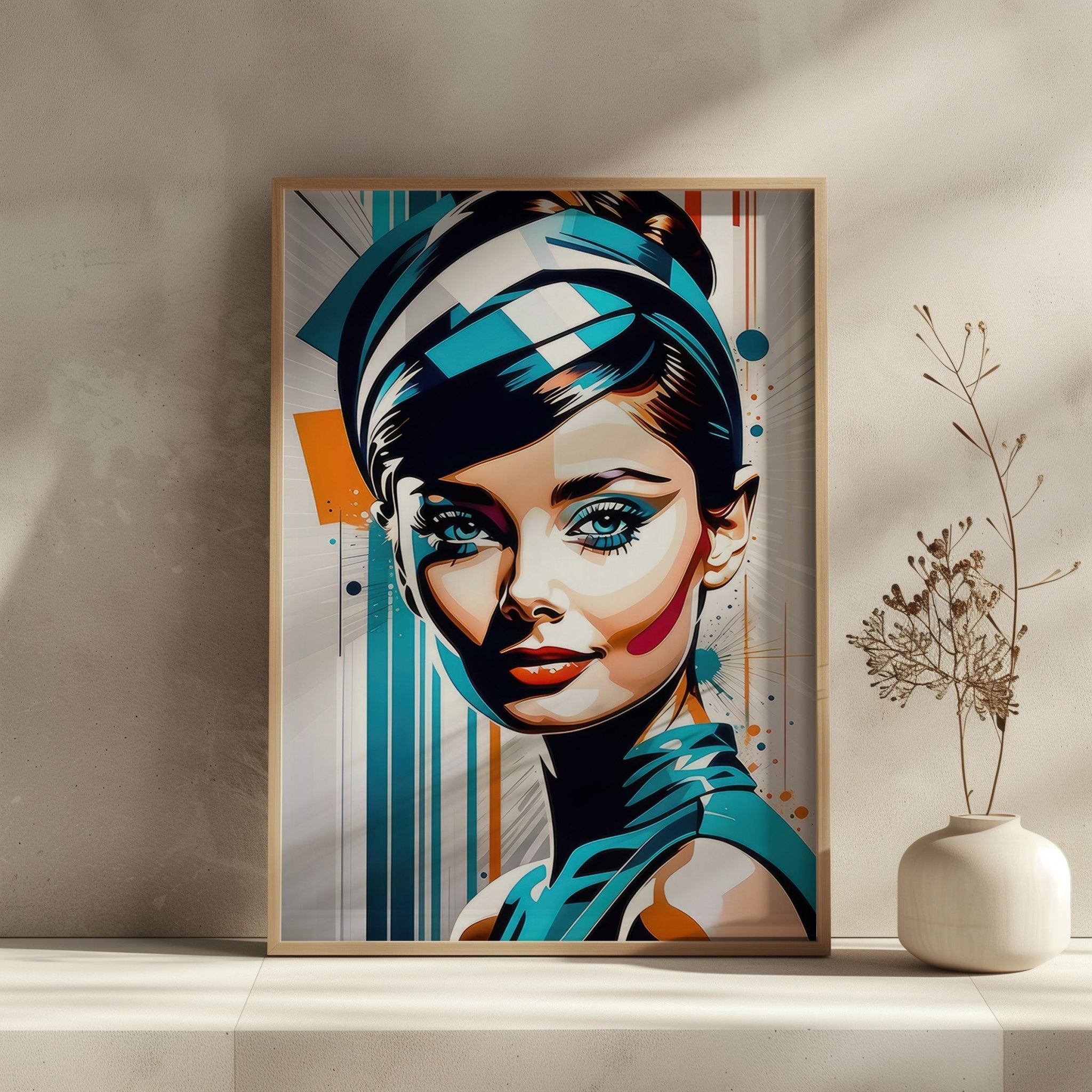 Audrey Hepburn Futuristic Pop Art | Bold Glam Wall Art Print - Print