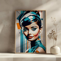 Audrey Hepburn Futuristic Pop Art | Bold Glam Wall Art Print - Print