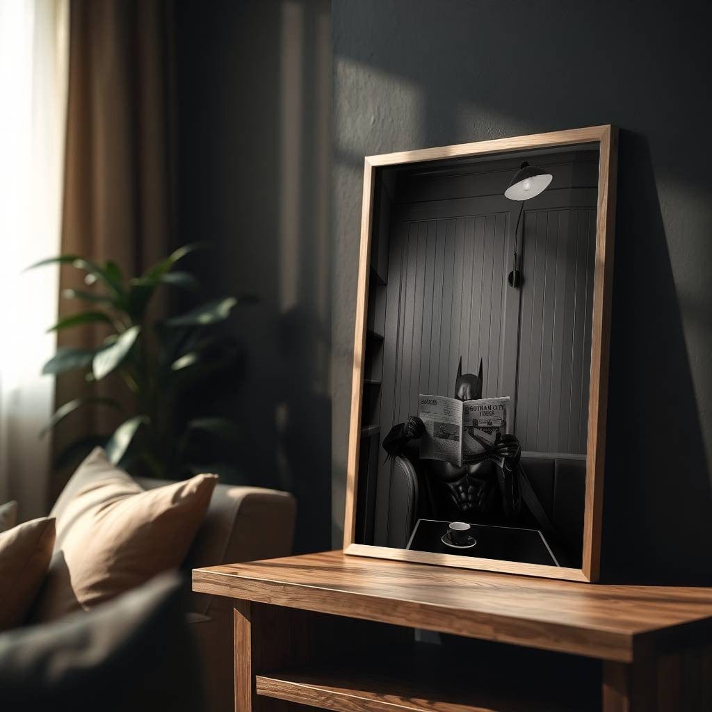 Batman Coffee Break | Quirky Fantasy Wall Art Print - Print