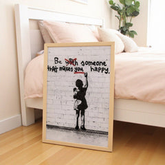 Bold witty Banksy-inspired child graffiti wall art print