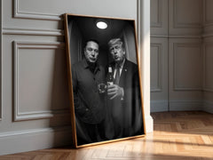Donald Trump & Elon Musk | Satire Doorbell Cam Wall Art Print
