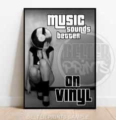 music on vinyl wall art, vinyl record poster, retro music quote print