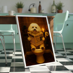 Bichon Frisé On The Toilet | Funny Dog Bathroom Wall Art Print
