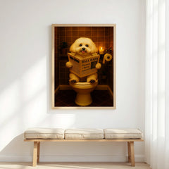 Bichon Frisé On The Toilet | Funny Dog Bathroom Wall Art Print
