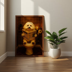 Bichon Frisé On The Toilet | Funny Dog Bathroom Wall Art Print