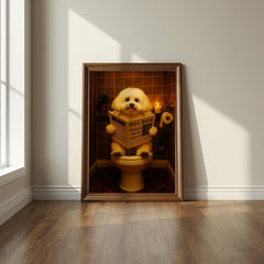 Bichon Frisé On The Toilet | Funny Dog Bathroom Wall Art Print