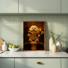 Bichon Frisé On The Toilet | Funny Dog Bathroom Wall Art Print