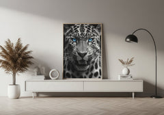 Blue Eyed Leopard | Fierce Jungle Cat Wall Art Print - Print