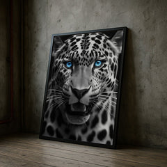 Blue Eyed Leopard | Fierce Jungle Cat Wall Art Print - Print