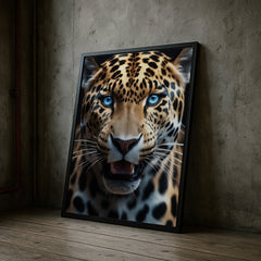 Blue Eyed Leopard | Fierce Jungle Cat Wall Art Print - Print