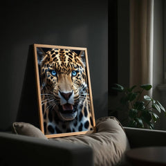 Blue Eyed Leopard | Fierce Jungle Cat Wall Art Print - Print