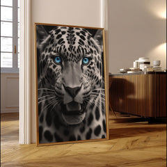 Blue Eyed Leopard | Fierce Jungle Cat Wall Art Print - Print