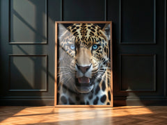 Blue Eyed Leopard | Fierce Jungle Cat Wall Art Print - Print