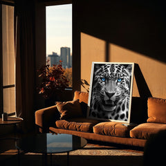 Blue Eyed Leopard | Fierce Jungle Cat Wall Art Print - Print