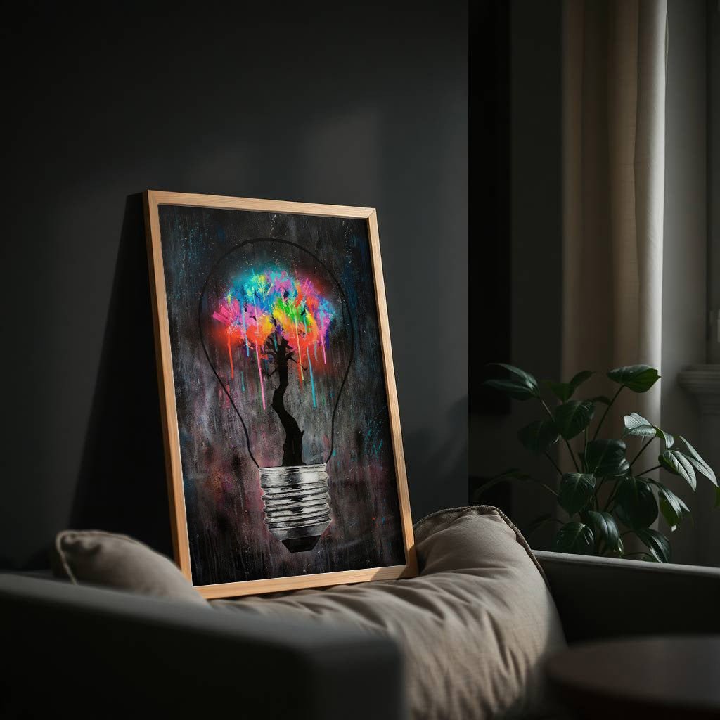 bright-idea-light-bulb-art-print-on-wall