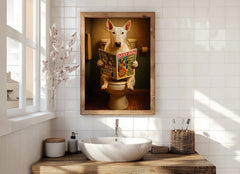 Bull Terrier On The Toilet | Funny Dog Bathroom Wall Art Print - Print