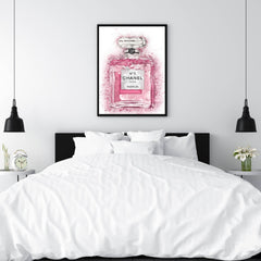 Chanel No. 5 Pink Wall Art | Glamorous Fashion Icon Poster | Bold Luxury Style Print